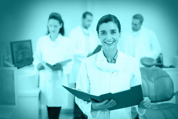 A confident dental team in a modern practice